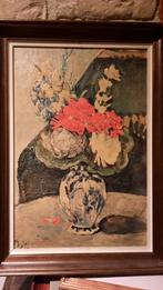 Cezanne bloemen in een vaas uit delft, Ophalen of Verzenden