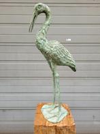 Antiek brons beeld van een Kraanvogel tuinbeeld kunst, Antiek en Kunst, Kunst | Beelden en Houtsnijwerken, Ophalen of Verzenden