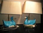 „PRACHTIG PAAR LAMPEN „" BLAUWE EENDEN "” IN GEËMAILLEERD KE, Antiek en Kunst, Ophalen of Verzenden