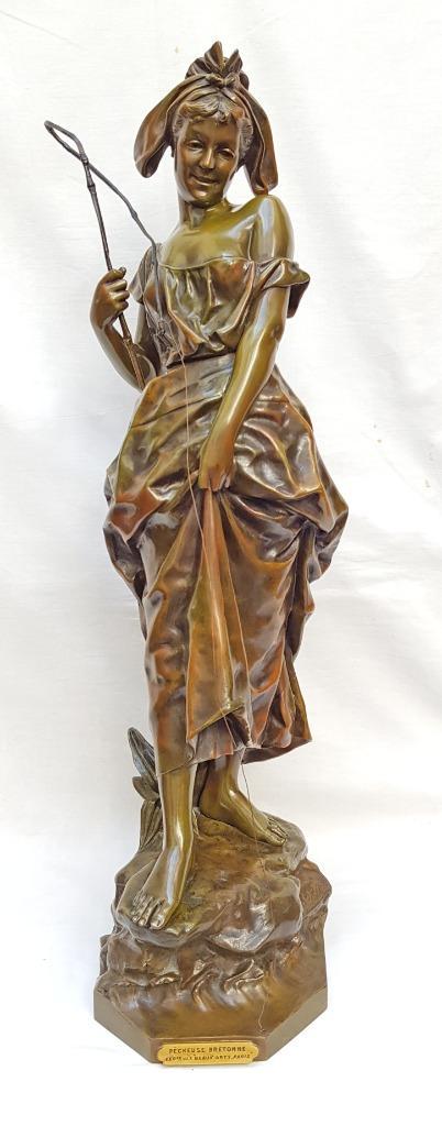 Art Nouveau Bronzen Beeld - Gustavo Obiols - 67 cm., Antiek en Kunst, Kunst | Beelden en Houtsnijwerken, Ophalen of Verzenden