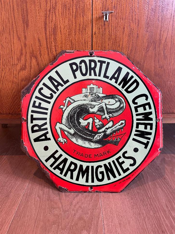 Oud emaille reclamebord Portland cement 1937, Verzamelen, Merken en Reclamevoorwerpen, Gebruikt, Reclamebord, Ophalen