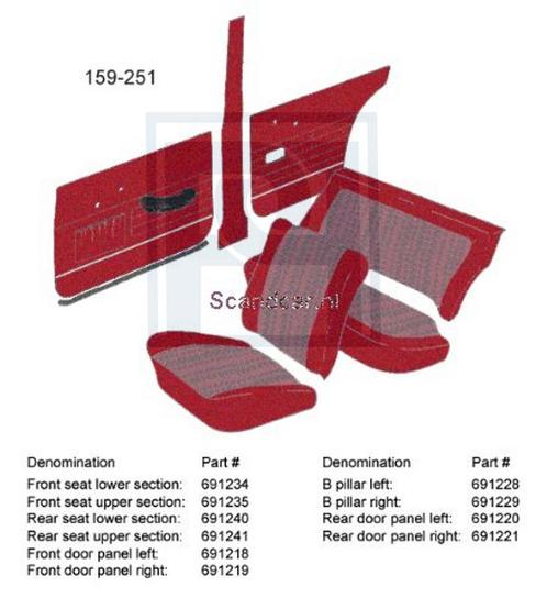 Bekleding Amazon 4 deurs achterbankhoes SET !zitting+rug roo, Auto-onderdelen, Interieur en Bekleding, Volvo, Nieuw, Ophalen of Verzenden