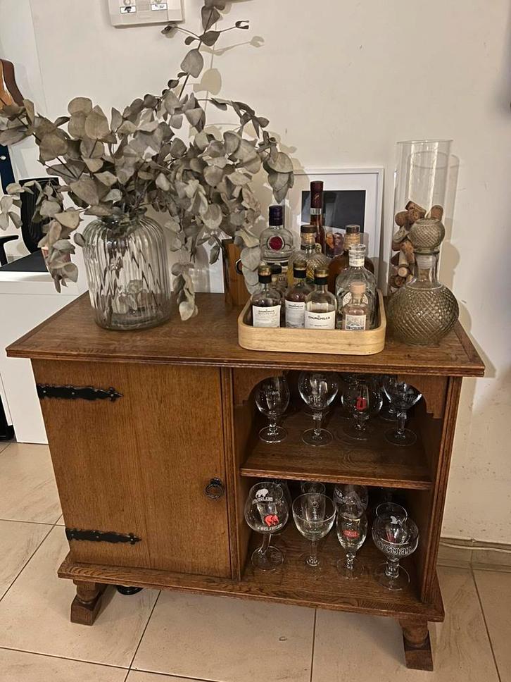 Vintage houten kast / barkast, Huis en Inrichting, Kasten | Buffetkasten, Zo goed als nieuw, Minder dan 100 cm, 50 tot 100 cm