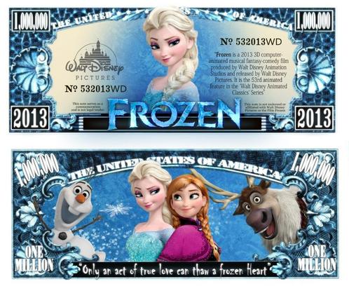 USA 1 Million Dollar banknote 'Frozen' (Disney) - NIEUW, Postzegels en Munten, Bankbiljetten | Amerika, Los biljet, Noord-Amerika