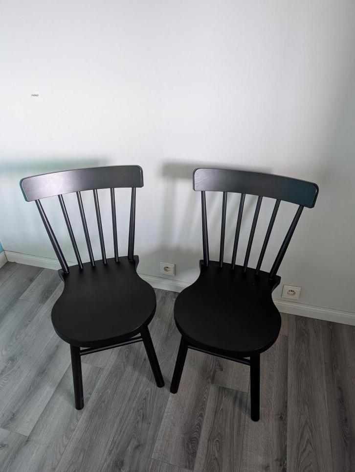 Zwarte stoel, 2x (Ikea NORRARYD), Huis en Inrichting, Stoelen, Gebruikt, Twee, Hout, Zwart, Ophalen