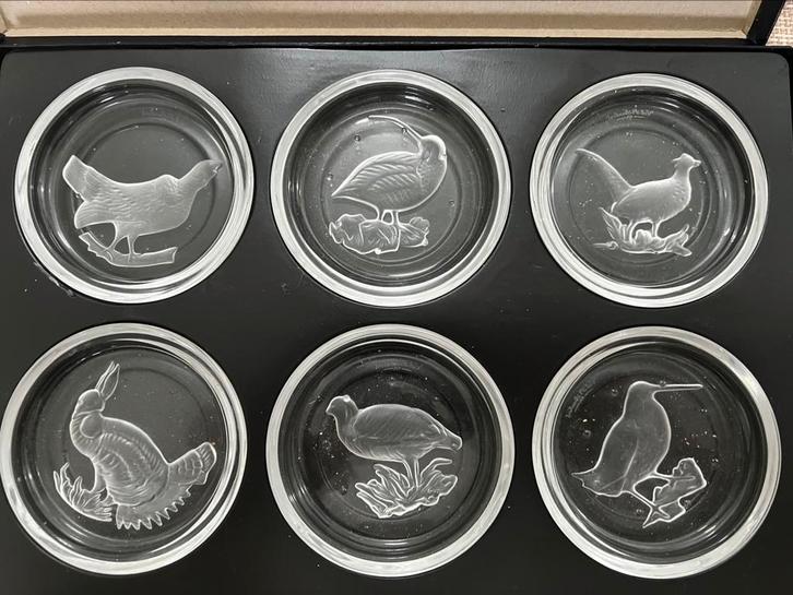 Val Saint Lambert – Set 6 kristallen onderzetters, Antiek en Kunst, Antiek | Glaswerk en Kristal, Ophalen