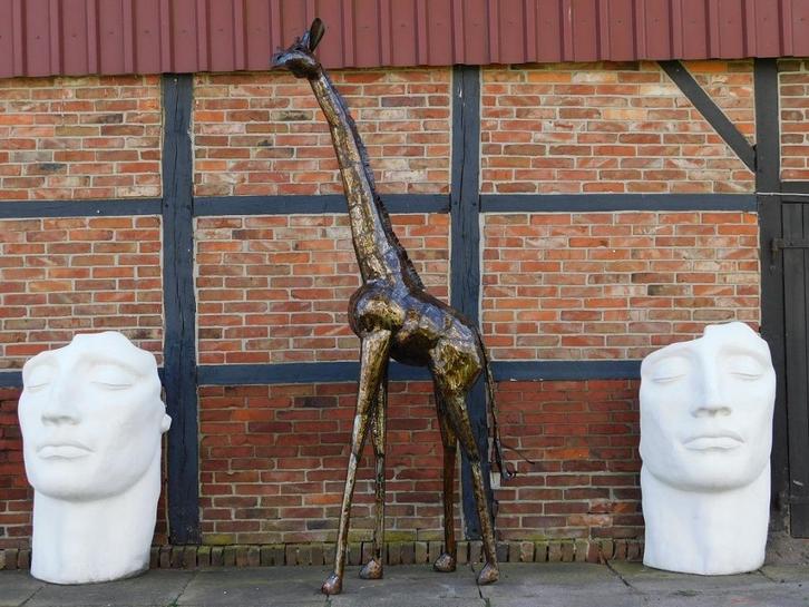 Giraffe Zola - 290 cm - Handgemaakt en Uniek, Tuin en Terras, Tuinbeelden, Metaal, Ophalen of Verzenden