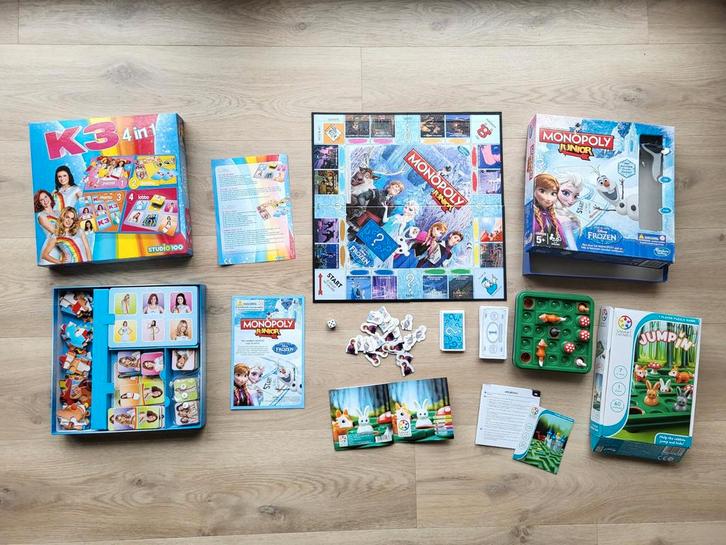 Gezelschapsspelen: K3 en FROZEN Monopoly junior, Hobby en Vrije tijd, Stickers en Plaatjes, Ophalen of Verzenden