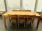 Massief eiken boerentafel met 6 stoelen, Huis en Inrichting, Tafels | Eettafels, Ophalen, 100 tot 150 cm, Vijf personen of meer