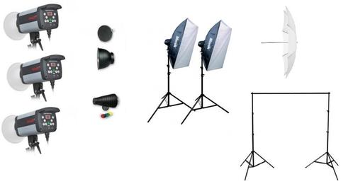 studio flitser set met 3 flitsers Menik (Bresser), TV, Hi-fi & Vidéo, Photo | Flash, Comme neuf, Autres marques, Enlèvement