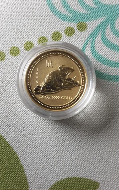 Gouden muntje 1/4 oz, Postzegels en Munten, Edelmetalen en Baren, Goud, Ophalen of Verzenden