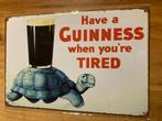 Metalen bord guinness turtle 20 x 30 cm retro mancave, Ophalen of Verzenden, Nieuw