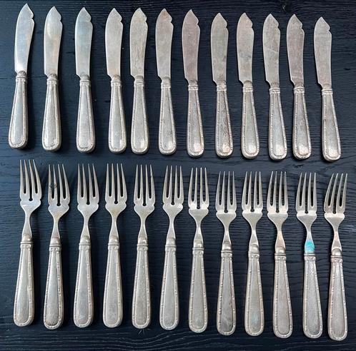 Set van 24 antiek sterling zilveren bestek, Antiek en Kunst, Antiek | Zilver en Goud, Zilver, Ophalen of Verzenden