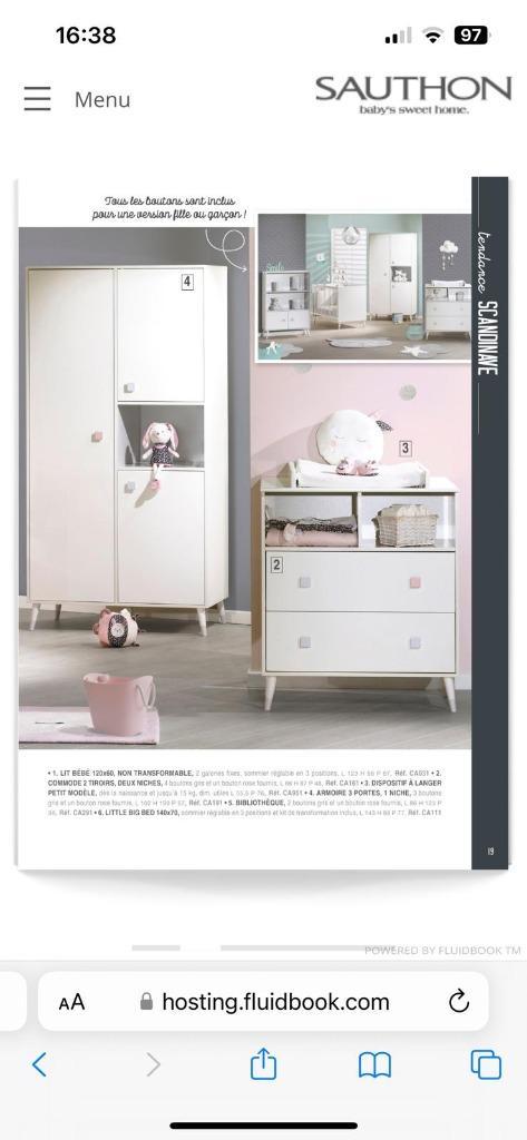 SAUTHON EVOLUTIEVE COMPLETE BABYKAMER, Huis en Inrichting, Slaapkamer | Complete slaapkamers, Zo goed als nieuw, Ophalen