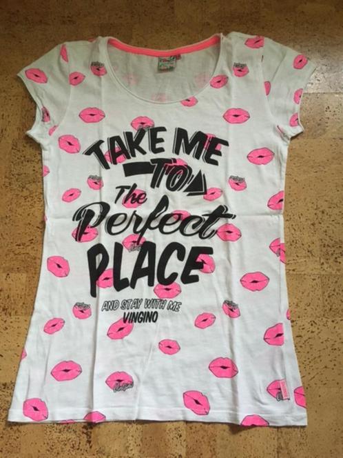 Vingino T-shirt wit met tekening maat 14j, Kinderen en Baby's, Kinderkleding | Maat 164, Zo goed als nieuw, Meisje, Shirt of Longsleeve