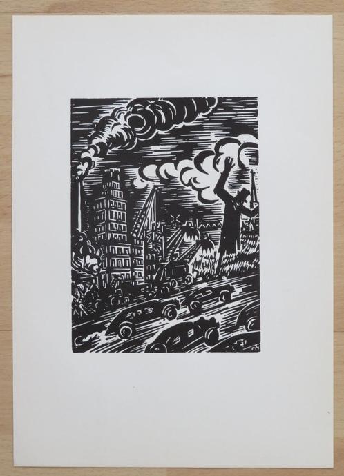 Houtsnede Frans Masereel: KAPITALISME EN INDUSTRIALISERING, Antiek en Kunst, Kunst | Etsen en Gravures, Verzenden