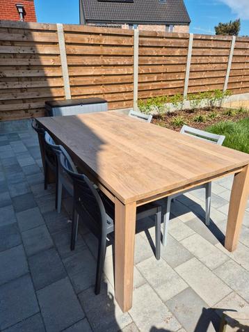 Eiken houten tafel 201cmx101cm, Tuin en Terras, Ophalen, Zo goed als nieuw