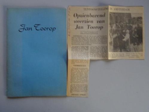 Jan Toorop boekje catalogus expositie 1970 + krantenartikel, Boeken, Kunst en Cultuur | Beeldend, Gelezen, Schilder- en Tekenkunst