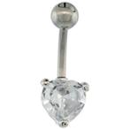 Piercing nombril coeur en acier avec zircone, Bijoux, Sacs & Beauté, Piercings, Acier, Piercing nombril, Enlèvement ou Envoi, Neuf