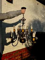 Antieke messing hanglamp / kroonluchter met adelaar, Vlaams, antiek, Art Deco, Enlèvement, Utilisé, Métal