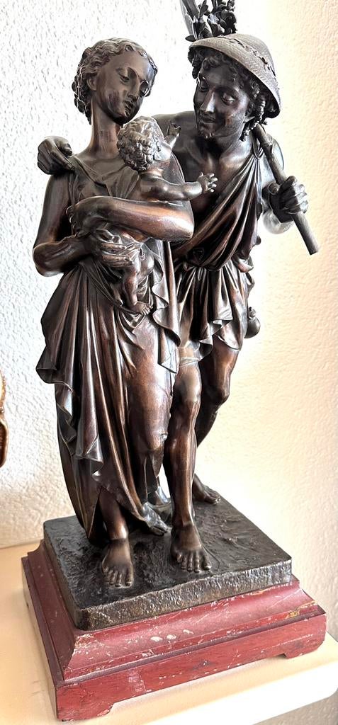 Bronze « Famille heureuse » H. Dumaige 60 cm, Antiquités & Art, Enlèvement, Bronze