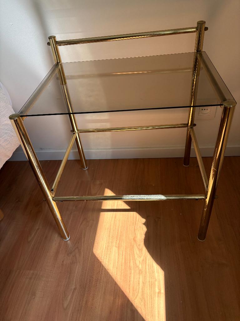 2 nachtkastjes – Belgo Chrom, jaren '70, Ophalen, Gebruikt, Glas, 45 tot 65 cm