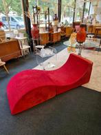 Vintage sofa inklapbaar rood velvet, Vintage, Banc droit, Une personne, Enlèvement