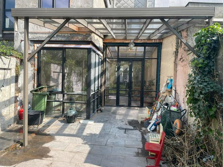 Alluminium terrasoverkapping / veranda (490cm breed), Tuin en Terras, Overkappingen, Gebruikt, Veranda, Ophalen