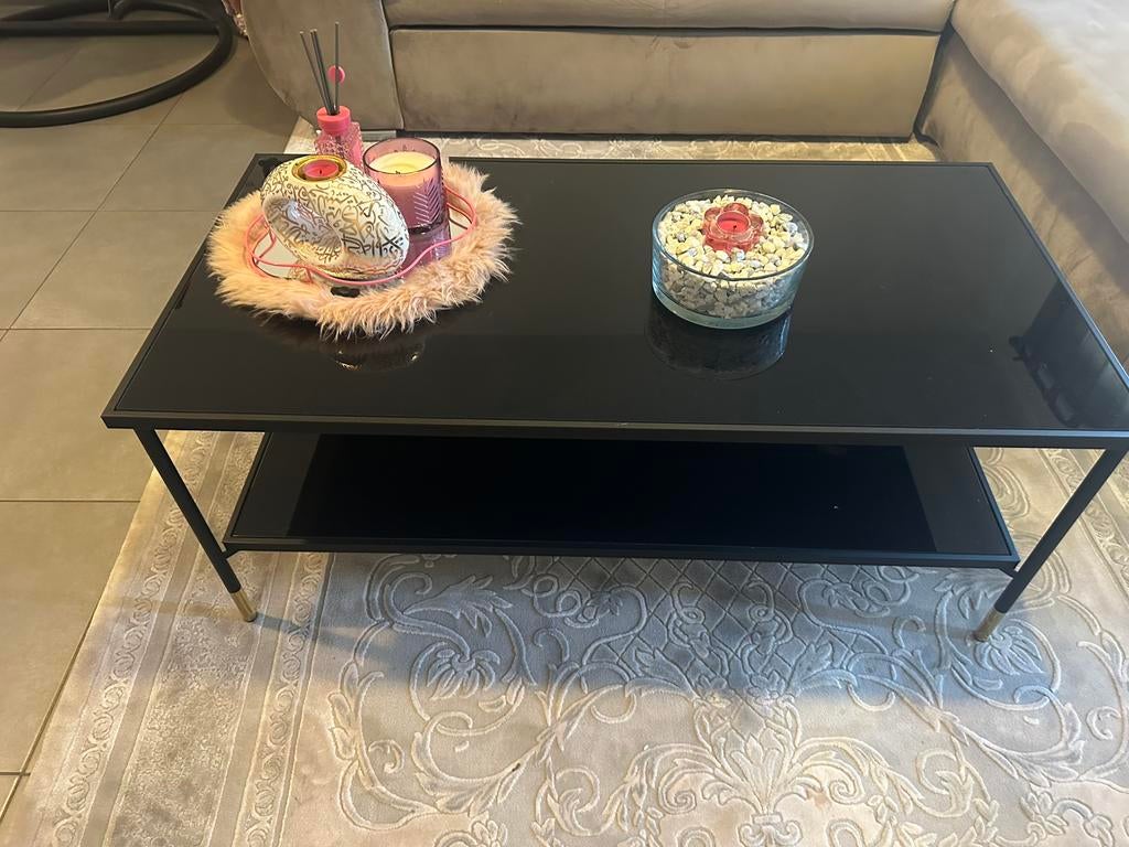 Moderne zwarte salontafel met glas – elegant, Ophalen, Glas
