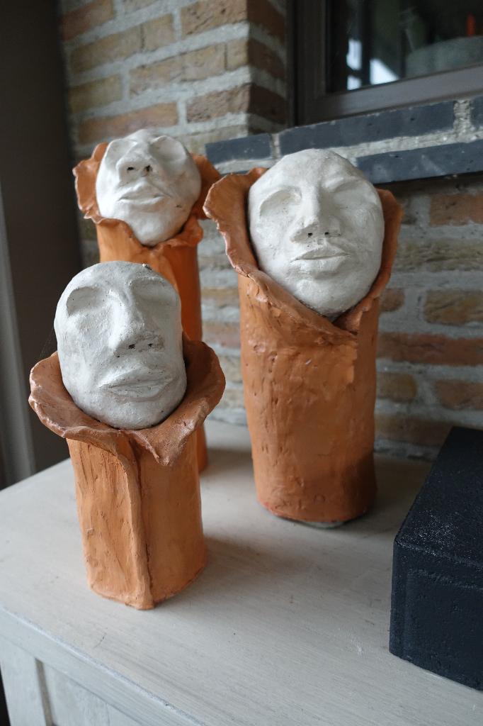 3 Keramieken beelden, Ophalen, Handgemaakt