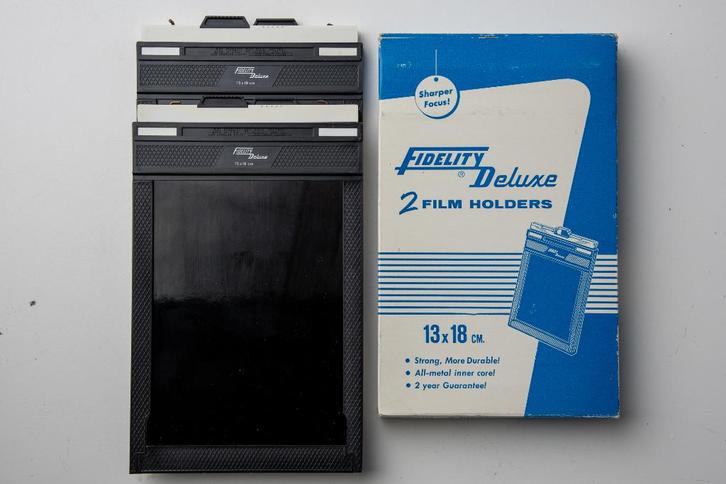 Vlakfilmcassettes 13x18 Fidelity Deluxe Nieuw 2 stuk in doos, Audio, Tv en Foto, Fotocamera's Analoog, Nieuw, Compact, Overige Merken