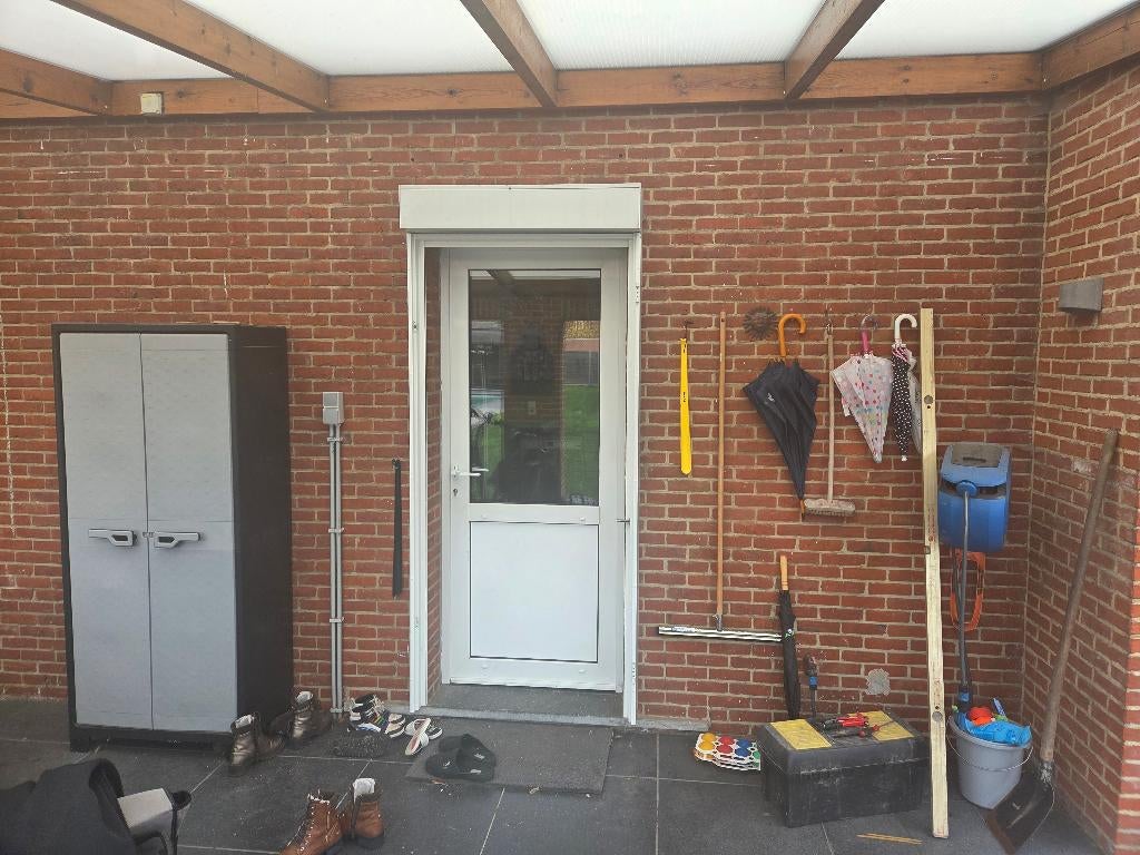 Buitendeur half (dubbel) glas/half paneel wit, Ophalen, Gebruikt, 80 tot 100 cm, Buitendeur