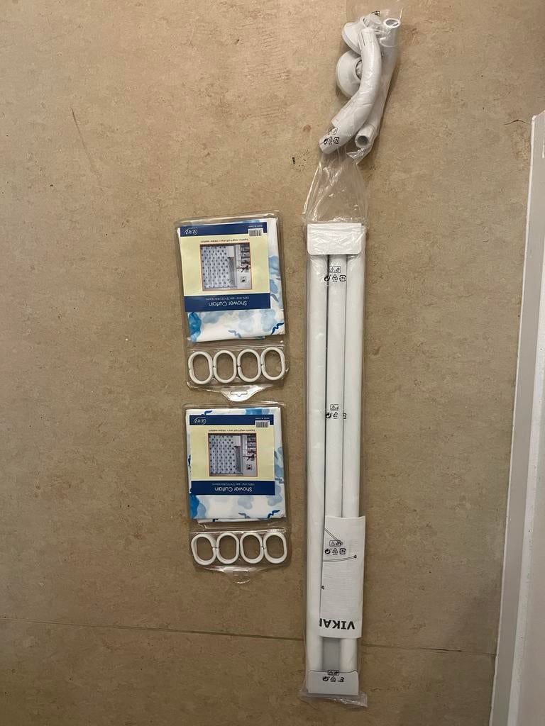 Tringle à rideau de douche + 2 rideaux de douche, Enlèvement, Neuf