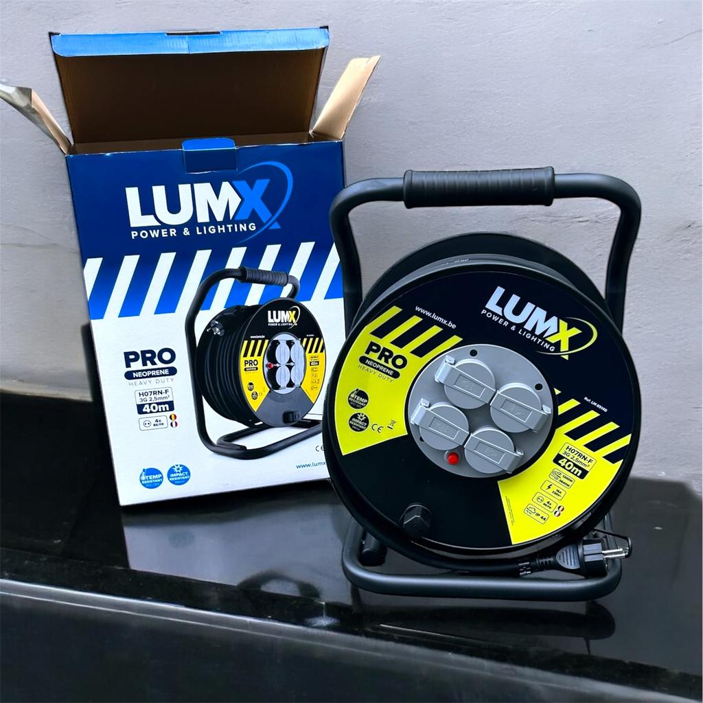 Enrouleur électrique Pro LUMX 40m NEUF, Bricolage & Construction, Électricité & Câbles, Enlèvement ou Envoi, Comme neuf