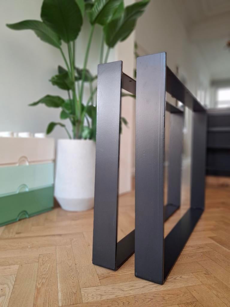 Massief stalen tafelpoten poederlak - custom design, Huis en Inrichting, Tafelonderdelen, Tafelblad, Ophalen