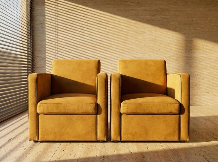 Ensemble de 2chaises d'appoint modernes doré/jaune moutarde, Maison & Meubles, Fauteuils, Comme neuf, Tissus, Enlèvement