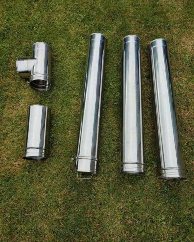 Inox opbouw schoorsteen 4.5m 150MM, Doe-het-zelf en Bouw, Buizen en Afvoer, Zo goed als nieuw, Afvoer, Inox, 4 tot 6 meter, 80 mm of meer