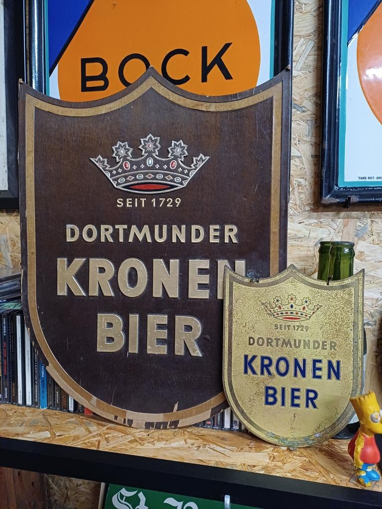 Reklame Dortmunder Kronen Bier, Ophalen of Verzenden, Gebruikt, Reclamebord, Plaat of Schild, Overige merken
