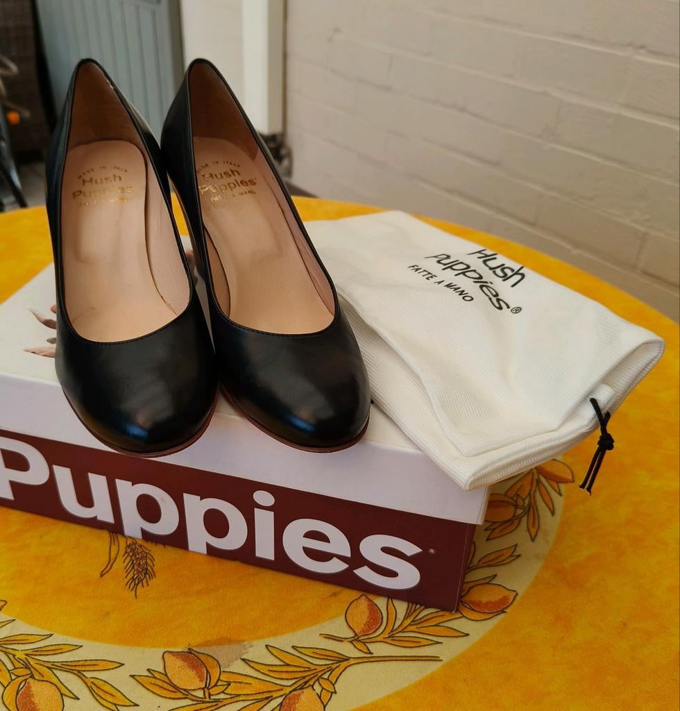Hush Puppies pumps zwart leder maat 37, Ophalen, Pumps, Zwart, Zo goed als nieuw