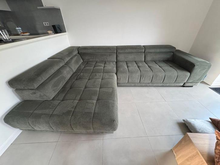 Siège d'angle vert, Maison & Meubles, Canapés | Salons, Comme neuf, Banc d'angle, Quatre personnes ou plus, 300 cm ou plus, 150 cm ou plus