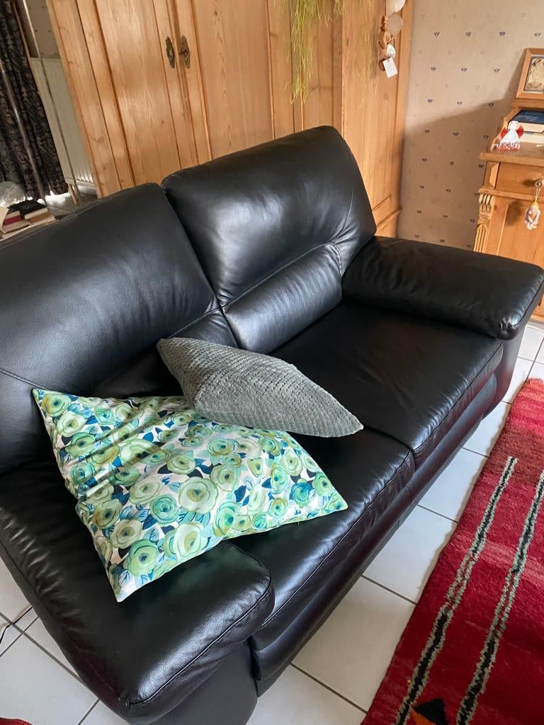 zetels (tweezits en driezits), Huis en Inrichting, Zetels | Zetels, Zo goed als nieuw, Rechte bank, Overige maten, Leer, Ophalen