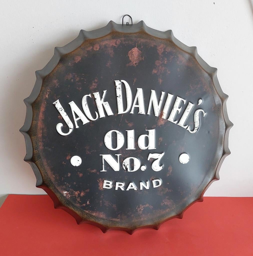 Jack Daniel's capsule met metalen stempel, Ophalen of Verzenden, Zo goed als nieuw, Reclamebord
