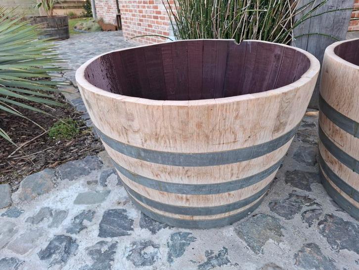 Belles belles grandes boîtes à fleurs rustiques en tonneau d, Jardin & Terrasse, Bacs à fleurs & Jardinières, Enlèvement