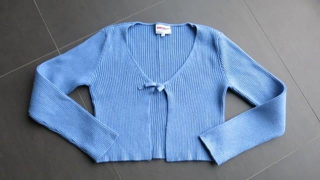 Blauw giletke van Steffi Mercie (maat 170), Kinderen en Baby's, Kinderkleding | Maat 170, Gebruikt, Meisje, Trui of Vest, Ophalen of Verzenden