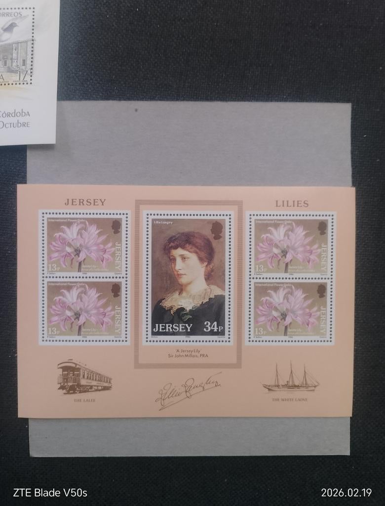 Postzegels Jersey lilies Blom Porträt, Ophalen of Verzenden