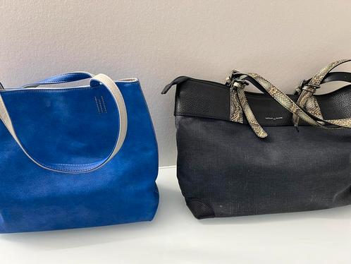 3 grote handtassen,Nathan Baume blauwgrijs leder,nog 2 nieuw, Handtassen en Accessoires, Tassen | Damestassen, Zo goed als nieuw