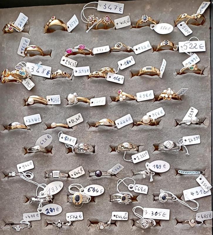 Bagues en or 18K jaune / blanc NEUVES, avec pierre ou perle, Handtassen en Accessoires, Ringen, Nieuw, Dame, Goud, Goud, Met edelsteen