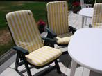 4  STEVIGE TUINSTOELEN MET KUSSENS opplooibaar, Ophalen, Zo goed als nieuw, Kunststof, Verstelbaar