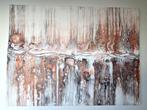 Abstract Modern Acryl canvas 60*80cm - oranje/brons/wit, Ophalen