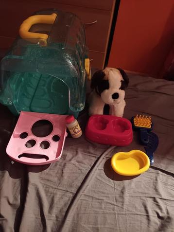 Puppy met benodigdheden beschikbaar voor biedingen